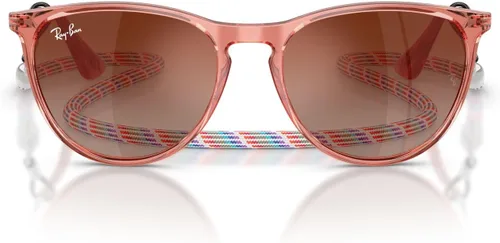 Vista 10 de Ray-Ban Junior RJ9060s Erika - Gafas de sol redondas para niños Caucho transparente fluorescente fucsia/marrón espejo naranja