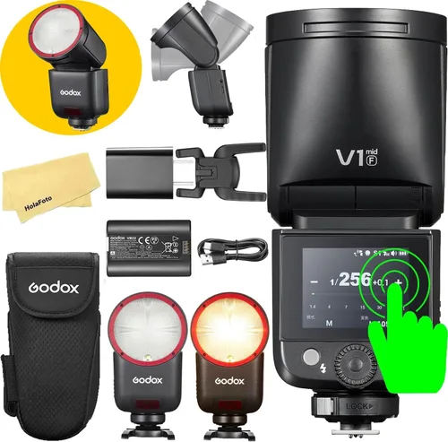 Vista 11 de GODOX V1 Mid S Godox Flash para Sony Flash Speedlight, 55Ws 2.4G TTL Flash de cámara para Sony, control de pantalla táctil, tiempo de reciclaje