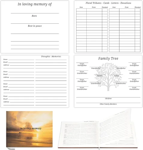 Vista 5 de TAOPE Libro de visitas funerarias, libro de visitas funerarias para servicio conmemorativo, libro de visitas para funeral, libro de visitas