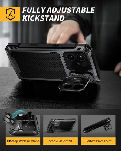 Vista 4 de Lanhiem - Estuche para iPhone Xs Max de Metal, Resistente a Golpes [Coraza Resistente] Estuche Resistente con Protector de Pantalla de Vidrio