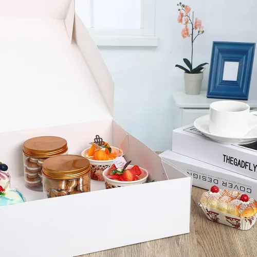 Vista 5 de Tudomro Paquete de 10 cajas para pasteles de 19 x 14 x 4 pulgadas, cajas de cartón para tartas, cajas rectangulares grandes, papel kraft sin ventana