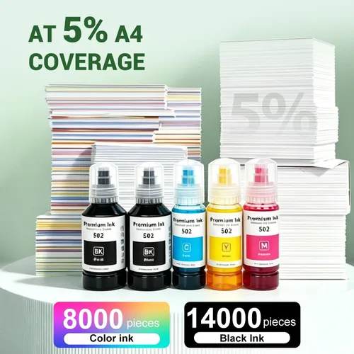 Vista 5 de LEDES Botellas de tinta de repuesto compatibles Epson 502, repuesto 502 EcoTank Ink Fit ET-2850 ET-3850 ET-4850 ET-15000 impresoras recargables