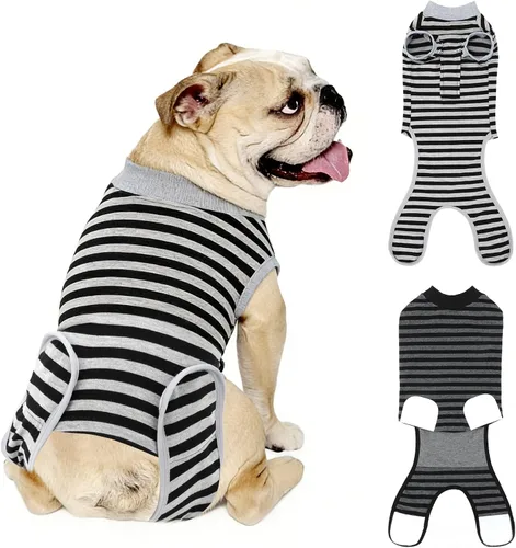 Vista 31 de Paquete de 2 unidades de algodón transpirable para perros de recuperación para después de esterilizar heridas abdominales, protectores profesionales
