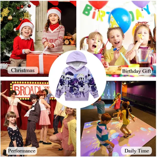 Vista 7 de COSEFUMO Murder Drone Merch - Sudadera con capucha para niños y niñas, de 5 a 15 años