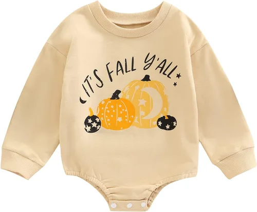 Vista 51 de Ropa de Halloween para bebé niña, sudadera con estampado de calabaza, mameluco de burbujas, lindo traje de Acción de Gracias de otoño