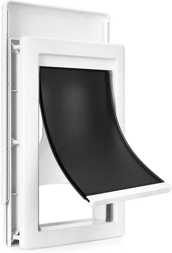 Vista 8 de Amazon Basics Puerta de plástico ajustable para perros y gatos con fácil instalación, grande, 20.00 x 13.31 x 4.45 pulgadas, blanco y gris