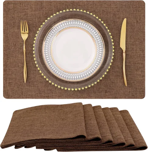 Vista 26 de homing - Juego de 4 manteles individuales de algodón y lino, manteles de tela lavables para mesa de comedor de estilo rústico para interiores y Negro