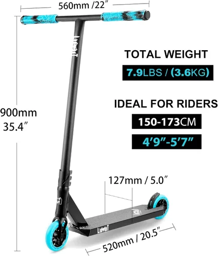 Vista 2 de Limit LMT01-V2 - Patinete profesional para trucos, patinete intermedio y profesional, adecuado para niños, adolescentes y adultos de 8 años