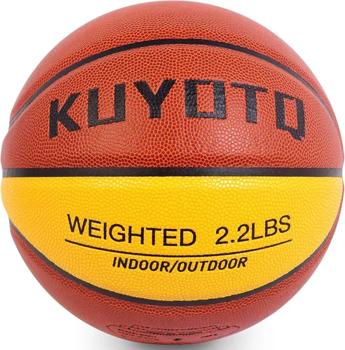 Vista 9 de KUYOTQ 3LBS/3.3LBS/2.2LBS Weighted Heavy Training Basketball 29.5/28.5" in and Outdoor Improving Handling Dribbling Passing Rebounding Skill Negro
