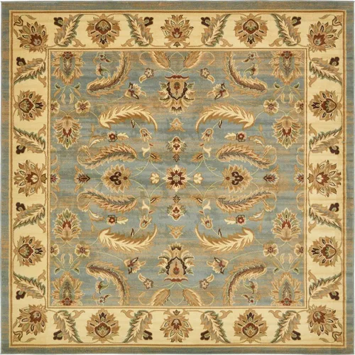 Vista 25 de Unique Loom - Colección Voyage - Alfombra redonda tradicional oriental, marrón, Polipropileno, Marrón/Azul Claro