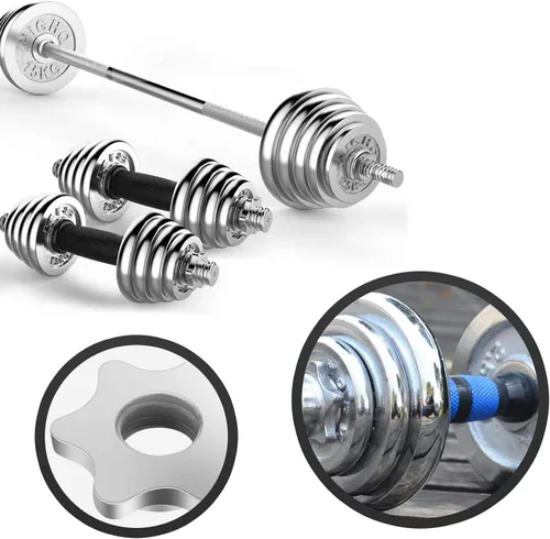 Vista 5 de Lamoutor 2 piezas de collar de tuerca hexagonal antideslizante con tornillo para mancuernas de barra para levantamiento de pesas