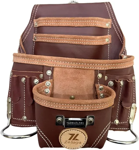 Vista 10 de Zeluga 20-117 Bolsa de herramientas de 10 bolsillos, de piel resistente para rigger, negra