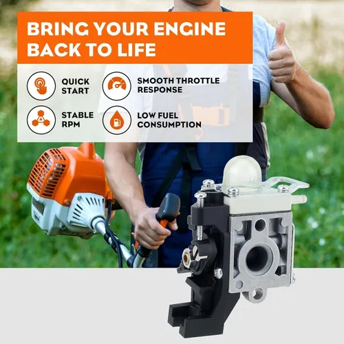 Vista 2 de HIPA Carburador con batería para RePower Kit de mantenimiento para Echo GT225 gt225i gt225l pas225 pe225 ppf225 shc225 srm225 srm225u recortador