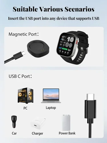Vista 6 de Base de carga magnética para reloj inteligente Amazfit Bip Max