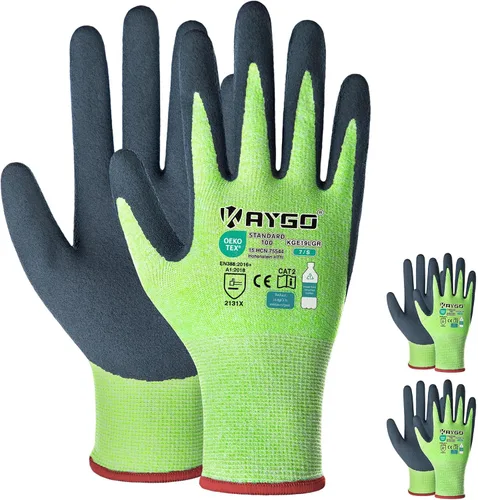 Vista 7 de KAYGO Guantes de trabajo para mujer, guantes de trabajo de seguridad ecológicos con revestimiento de goma transpirable, KGE19L, 3 pares Excellent
