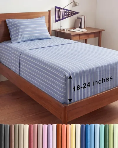Vista 48 de Sábanas individuales de bolsillo extra profundo, sábanas transpirables y refrescantes de 3 piezas, juego de sábanas de lujo para hotel, suaves, sin
