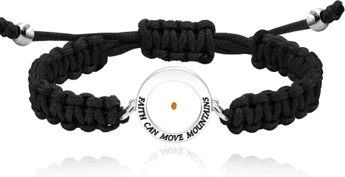 Vista 17 de Uloveido Pulsera de cuerda trenzada tejida con semillas de mostaza, inspiradora, hecha a mano, pulsera cristiana ajustable, regalo de fe Negro