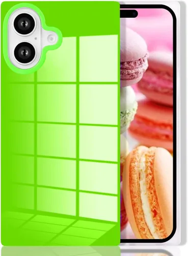Vista 18 de Funda rectangular compatible con iPhone 15 Neon para mujer, diseño de lujo de fluorescencia brillante, flexible, suave, delgada, de gel de goma TPU