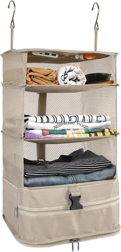 Vista 17 de Surblue Bolsa de Almacenamiento para Viaje con Estantes Colgantes, Cubo de Empaque de Compresión para Maleta Plegable con Capa Extensible de Gran