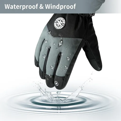 Vista 5 de DOFOWORK Guantes de esquí para hombre, guantes de invierno cálidos para hombres y mujeres, guantes impermeables para pantalla táctil, guantes