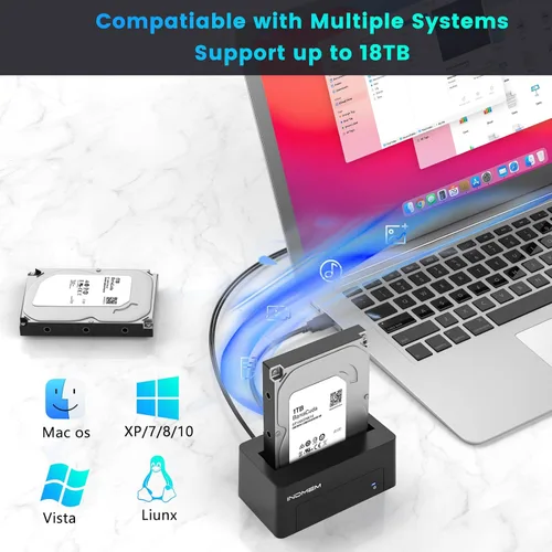 Vista 4 de INDMEM Adaptador SAS a USB 3.0, SAS/SATA, lector de caja de disco duro, convertidor, estación de acoplamiento para servidor HDD SSD de 2.5/3.5