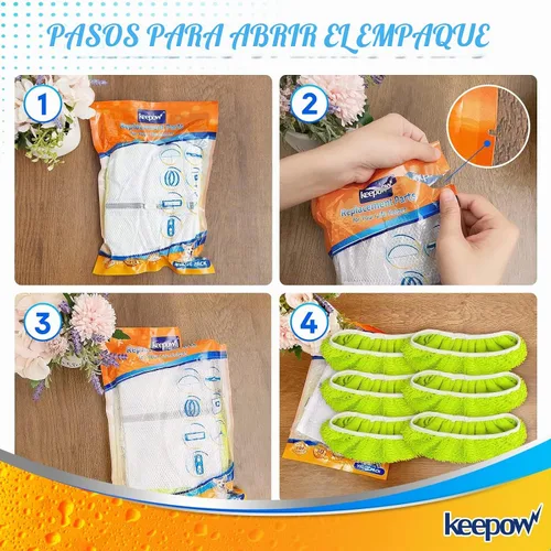 Vista 7 de KEEPOW XL - Paños de limpieza en seco/húmedo para barredora Swiffer XL, paquete de 6 Reusable & Washable Microfiber Mop Pad Refills for