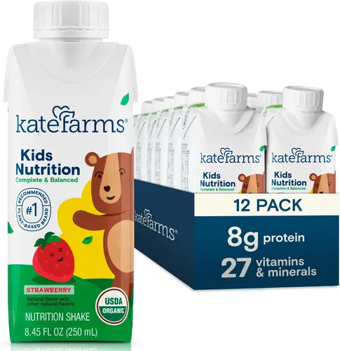 Vista 10 de KATE FARMS Batido de nutrición orgánica para niños, chocolate, 0.28 oz de proteína, 27 vitaminas y minerales, reemplazo de comida, sin gluten, sin