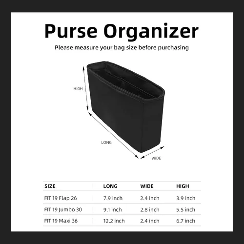 Vista 3 de DGAZ Organizador de bolso personalizado o inserto de almohada para Chanel 19 bolsos, organizador de bolsas suave y sedoso, bolso de lujo y moldeador