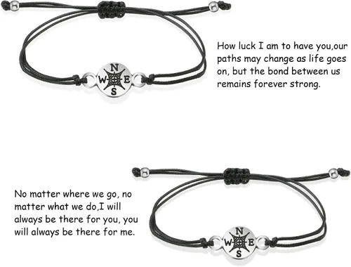 Vista 4 de 2 Piece Pinky Friendship Couple Bracelet Distance Matching Promise Bracelets Gift Bohemia for Girls Boys Lover Best Friends