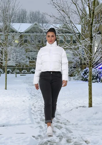 Vista 5 de Chaqueta corta para mujer, chaqueta de moda para mujer, abrigo ligero cálido para invierno