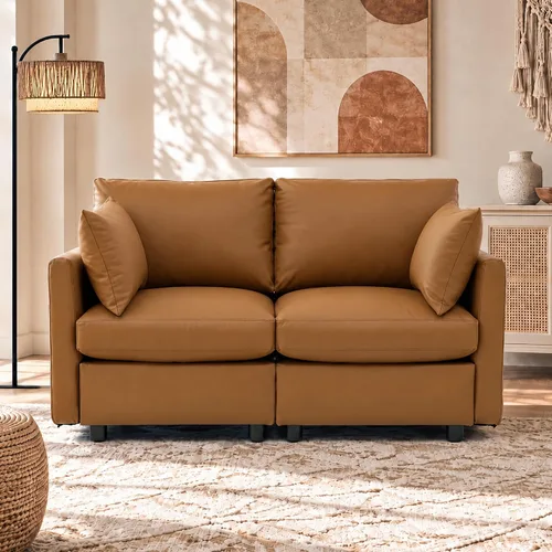 Vista 22 de Iroomy Sofá modular modular para sala de estar, asiento con cojín de resorte, moderno sofá convertible en nube con otomana, gris