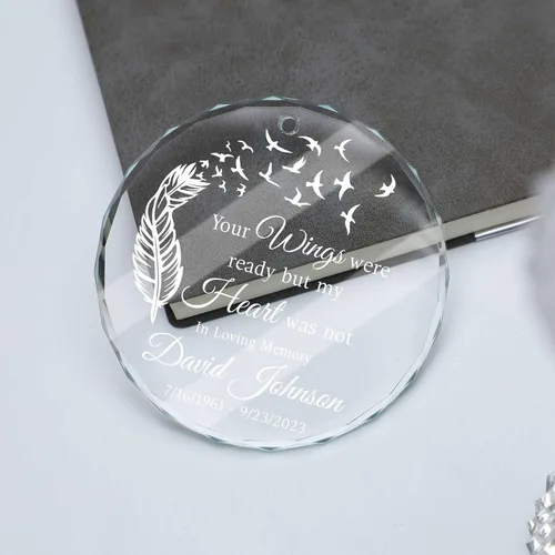 Vista 5 de Adorno de cristal conmemorativo personalizado – Pérdida de papá, mamá, tío, regalo de condolencia de condolencia, en memoria amorosa, recuerdo