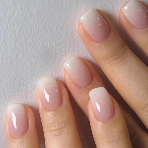 Vista 18 de Uñas postizas a presión con punta francesa, uñas postizas cuadradas cortas con diseños de cuentas de flores 3D, uñas blancas a presión, uñas Blanco