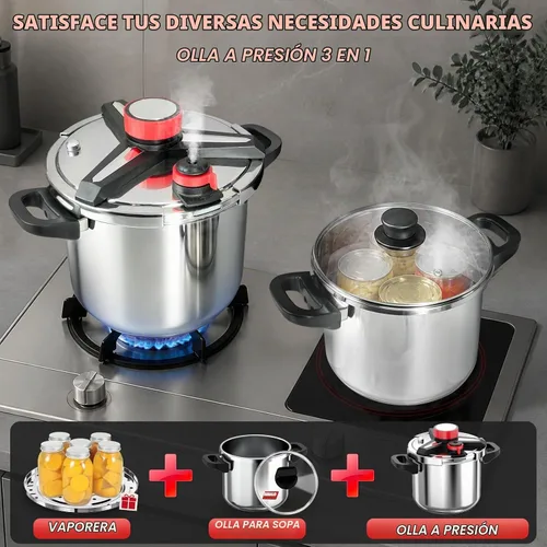 Vista 6 de Olla a presión de acero inoxidable 304 3 en 1 de 8 cuartos de galón