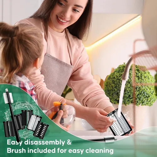 Vista 8 de Rallador Eléctrico de Queso 5-en-1, Fabricador de Ensalada de 300W, Rallador Eléctrico para Queso en Bloque, Picadora Eléctrica de Alimentos