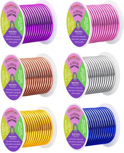 Vista 318 de Mandala Crafts - Alambre de aluminio anodizado de calibre 22 para hacer joyas - 137.2 m de alambre flexible surtido y coloreado - Doble para bonsái
