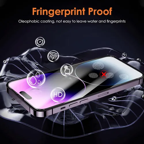 Vista 4 de YMHML - Paquete de 3 protectores de pantalla para iPhone 14 Pro con 3 protectores de lente de cámara, protector de pantalla completo de vidrio