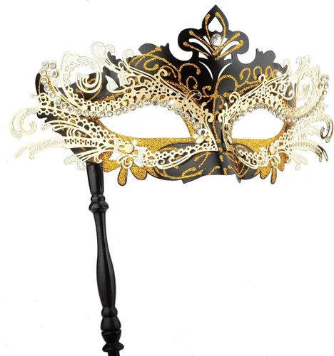 Vista 12 de Hoshin Máscara de mascarada con palo, decoraciones de Mardi Gras, máscaras venecianas para mujer