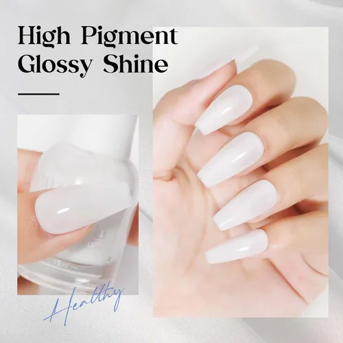 Vista 7 de MIZHSE Esmalte de uñas de secado rápido, esmalte de uñas blanco lechoso de secado al aire rápido, 15 ml de esmalte de uñas a base de agua regular