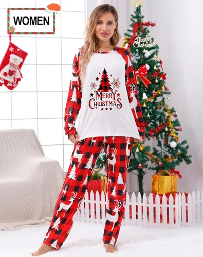 Vista 3 de Pijamas de Navidad para la familia, conjunto de pijamas de Navidad familiares 2023, divertidos pijamas familiares de Navidad para mujeres, hombres