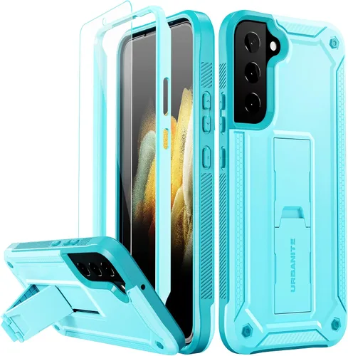 Vista 22 de URBANITE Funda protectora resistente a prueba de golpes para Samsung Galaxy S21 FE 5G, de grado militar, con protector de pantalla y soporte