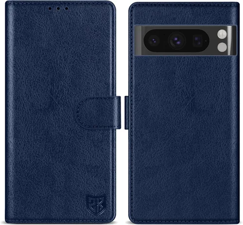 Vista 23 de ZZXX Funda tipo cartera para Google Pixel 8 con bloqueo RFID, ranura para tarjetas, función atril, cierre magnético, funda protectora de cuero