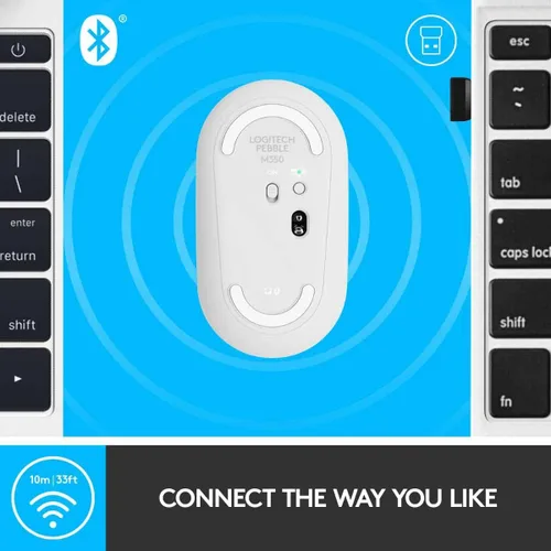 Vista 5 de Logitech Pebble - Ratón inalámbrico, Bluetooth o 2.4 GHz con mini-receptor USB, silencioso y delgado mouse de computadora con clic silencioso