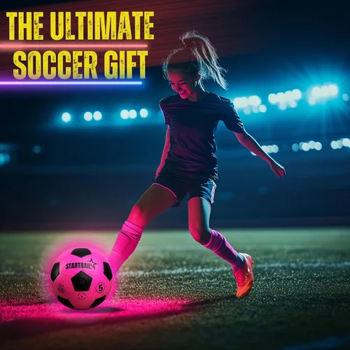 Vista 2 de Pelota de fútbol que brilla en la oscuridad Regalo deportivo para niñas de 6 a 15 años Pelota LED iluminada con 3 baterías extra y bomba