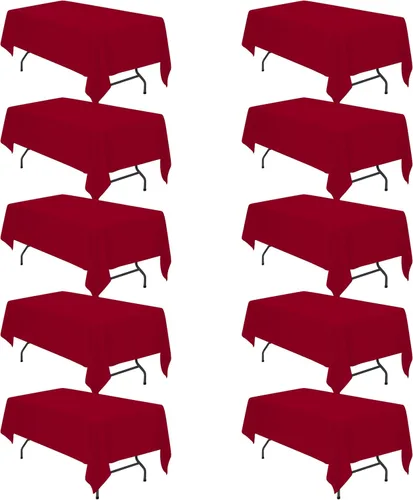 Vista 152 de BRILLMAX - Manteles para mesa rectangular de 6 pies, tela de lino de poliéster, lavable, para boda, recepción, banquete, fiesta de cumpleaños, 60 x