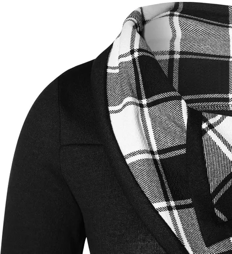 Vista 4 de FORUU - Sudadera para mujer, blusa de retazos a cuadros con cuello redondo y botones
