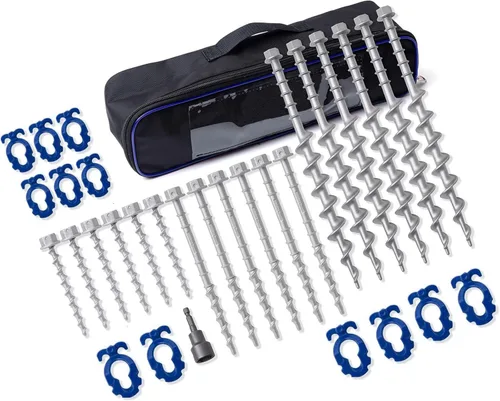 Vista 8 de Homeon Wheels - 12 piezas anclajes de suelo para campamento, tornillos de aluminio, metal resistente, no se oxida, anclajes fundidos para tienda
