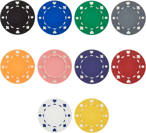 Vista 5 de Paquete de 100 fichas de póquer adecuadas, juego de fichas de calidad de casino de 0.41 oz, fichas de póquer en blanco no denominadas, perfectas