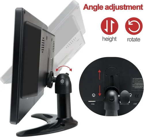 Vista 5 de Monitor de seguridad 10.1 "FHD CCTV Monitor de PC con VGA HDMI BNC AV entrada USB Altavoz incorporado 178 Gran angular para Raspberry Pi Game