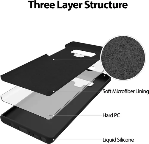 Vista 4 de GOOSPERY Funda de silicona líquida para Samsung Galaxy Note 9 (2018) Jelly Rubber Bumper Case con forro de microfibra suave - Negro